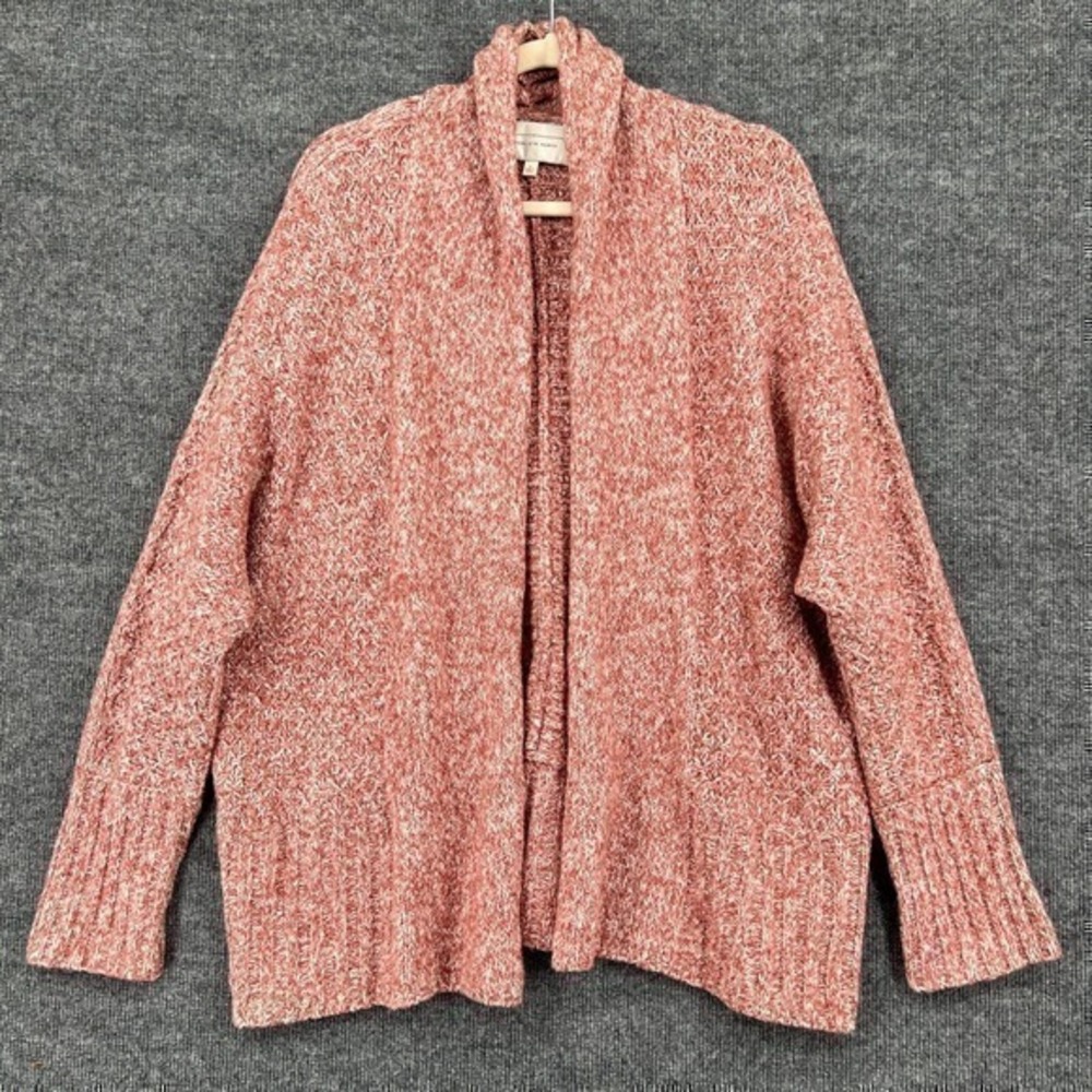 Angel of the North Sweater Womens M Pink Cardigan Alpaca Shawl Collar Open Front